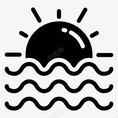太阳光束太阳海滩大海图标图标