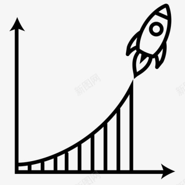 ppt统计图增长图利润图火箭图标图标