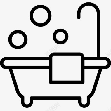 浴缸浴室泡泡浴图标图标