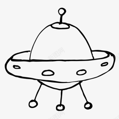 飞碟外星人素描图标图标
