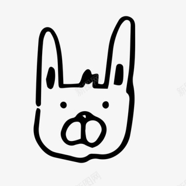 野生兔子头动物涂鸦图标图标