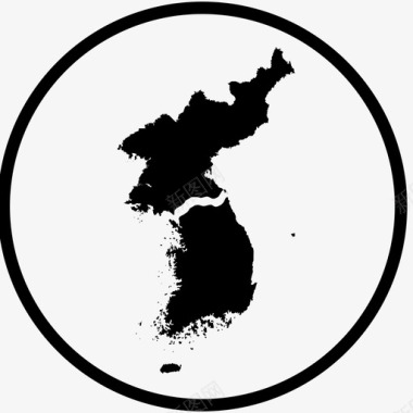 圆圈矢量图韩国地图圆圈北图标图标