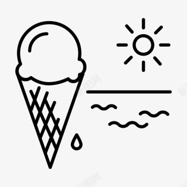 夏日盛宴海滩冰淇淋图标图标