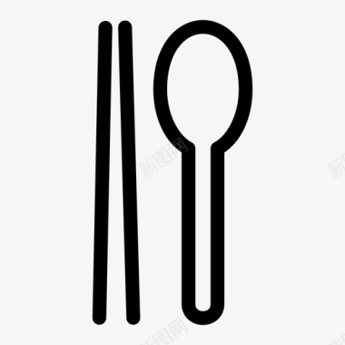 勺子和筷子吃厨房图标图标
