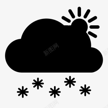 冬天的太阳天气云雪图标图标