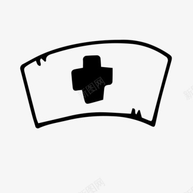 护士护士帽涂鸦医学图标图标