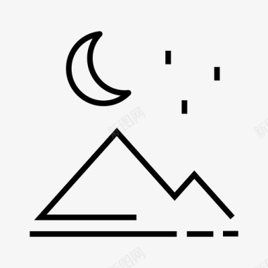夜间时间露营月亮图标图标