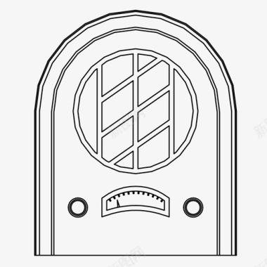 复古磁带收音机音乐调谐器电台图标图标