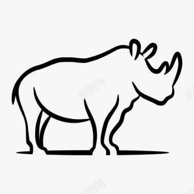 犀牛动物动物线图标图标