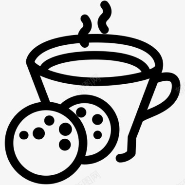 热咖啡加曲奇早餐杯子图标图标