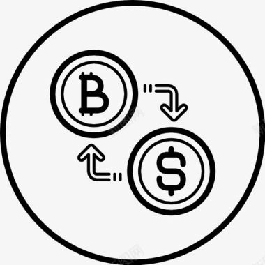 线成圆货币兑换比特币兑换图标图标