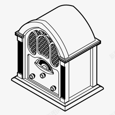 旧式电台收音机音乐调谐器电台图标图标