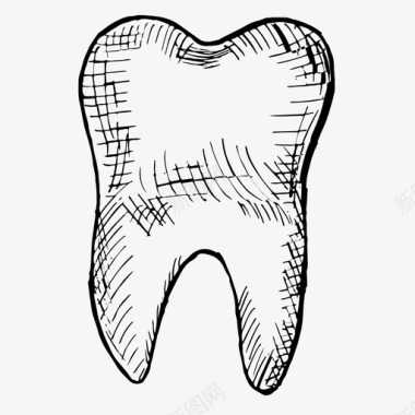 素描铅笔画牙齿牙医磨牙图标图标