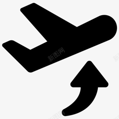 飞行飞机飞行单声道旅行图标图标