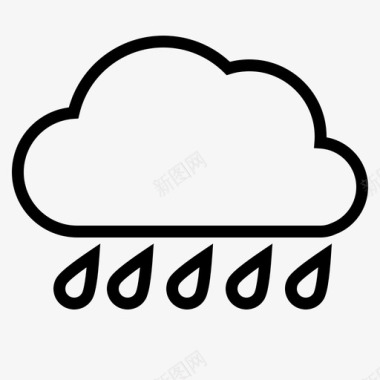 雨雨云多云天气图标图标
