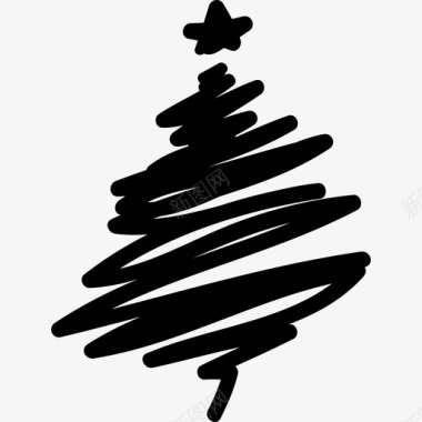 抽象圣诞树标志手绘圣诞节图标图标