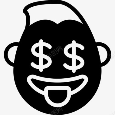 美元符号男人表情符号钞票脸图标图标