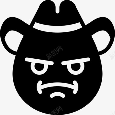 愤怒的牛仔表情表情疯狂图标图标