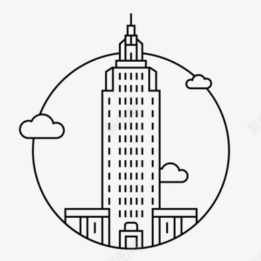 路易斯安那州建筑城市图标图标