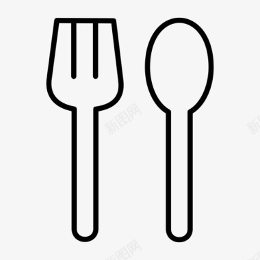 叉子和勺子餐厅餐具图标图标