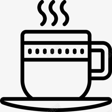轮廓咖啡杯马克杯茶托图标图标