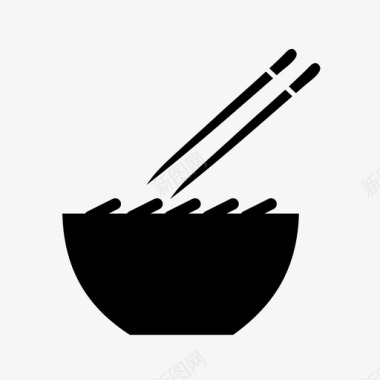 中国传统筷子意大利面亚洲厨房碗图标图标