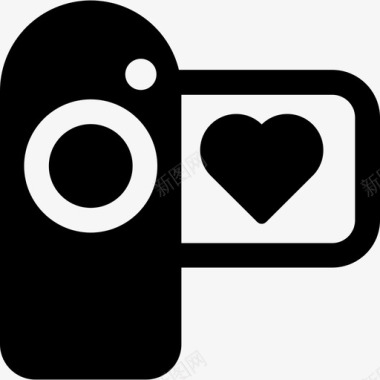 带心形标志的相机接口圣瓦伦丁图标图标