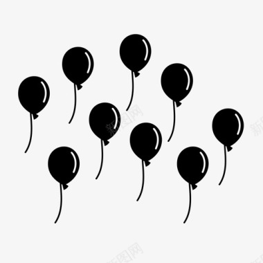 波纹气球气球生日庆祝图标图标