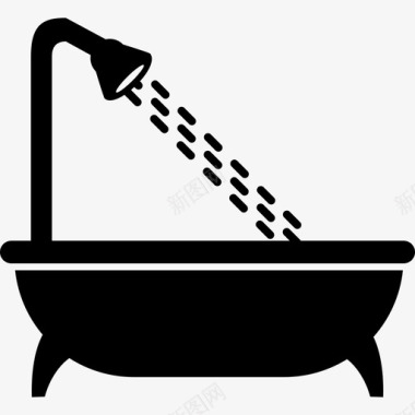 浴缸淋浴浴室水图标图标