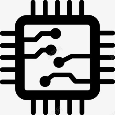 科技白色处理器芯片电路图标图标