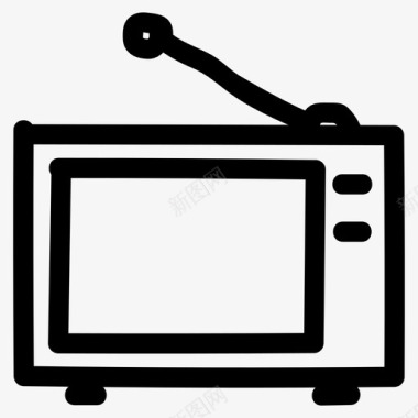 手绘计算机电视有线电视媒体图标图标