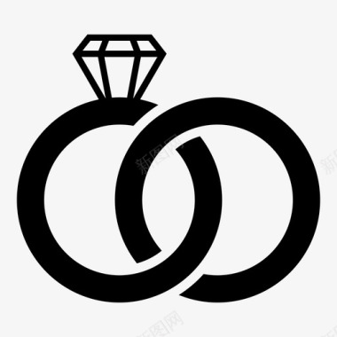 结婚戒指情侣珠宝图标图标