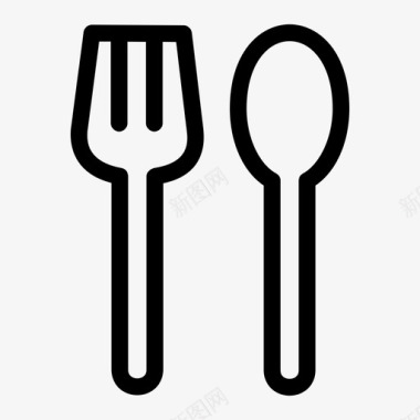 叉子和勺子餐具厨房图标图标