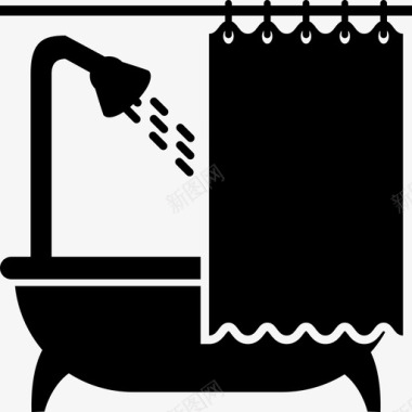 浴缸窗帘浴室浴缸图标图标