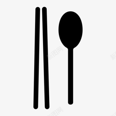 夹筷子勺子和筷子食物厨房图标图标