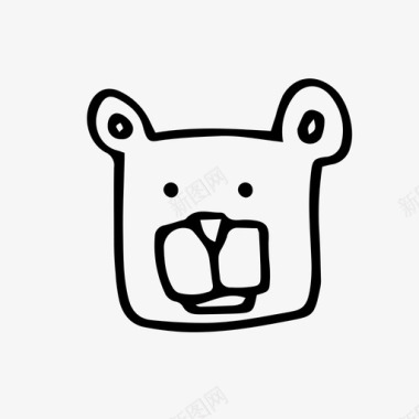 野营方块熊动物涂鸦图标图标