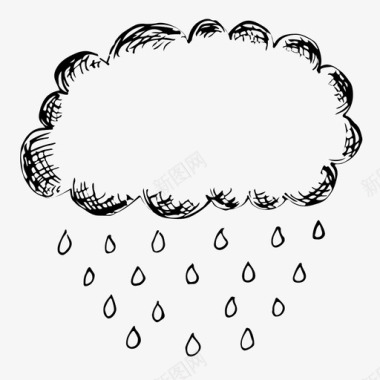 雨云手绘素描图标图标