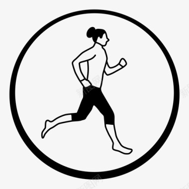 跑步女性赤脚有氧运动图标图标