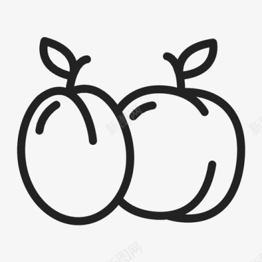 李子和桃子杏子水果图标图标