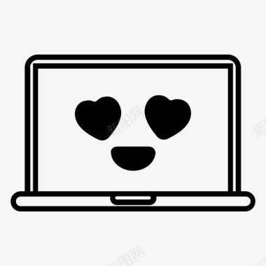 恋爱中的笔记本电脑红心图标图标