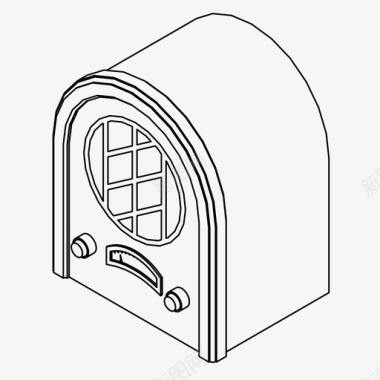 复古菱格收音机音乐调谐器电台图标图标