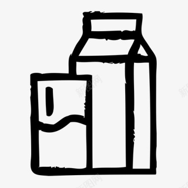 牛奶早上好素描2图标图标