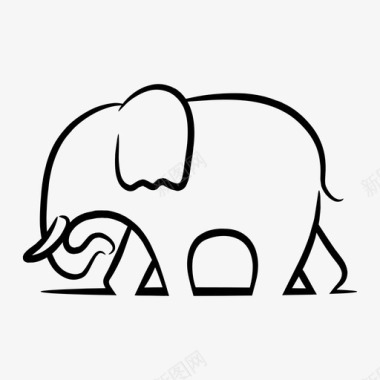 喝水的大象大象动物动物线图标图标