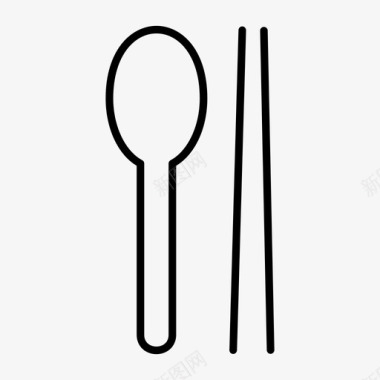 中国传统筷子勺子和筷子食物厨房图标图标