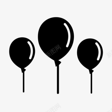 波纹气球气球生日庆祝图标图标