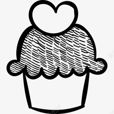 装饰有心形食物情人节礼物的纸杯蛋糕图标图标