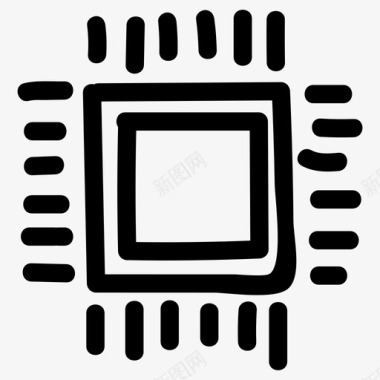 手绘计算机cpu台式机硬件图标图标