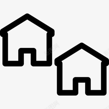 两栋小房子建筑物poi建筑轮廓图标图标