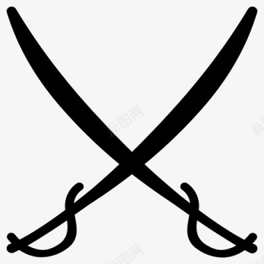 交叉弯刀刀片航海图标图标