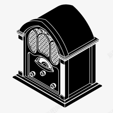 复古磁带收音机音乐调谐器电台图标图标